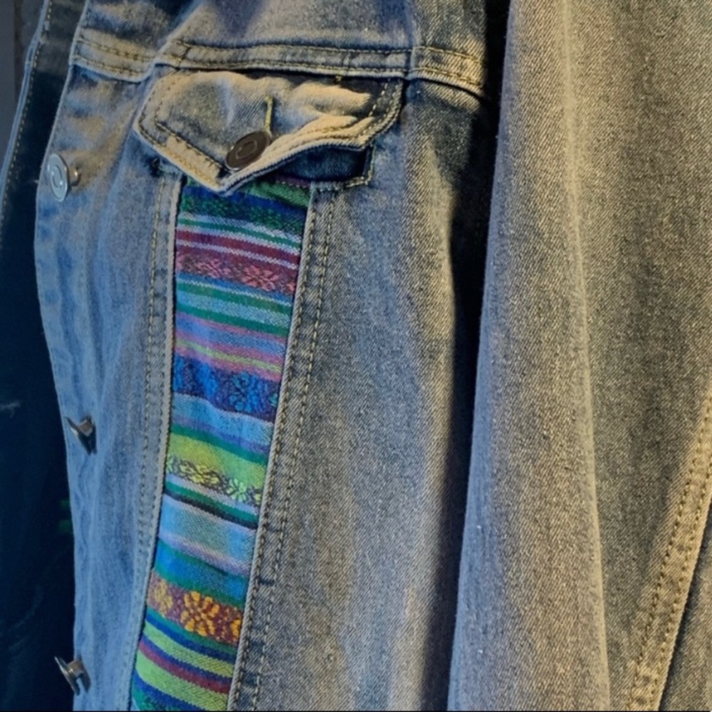 Denim embroidered boho jean jacket